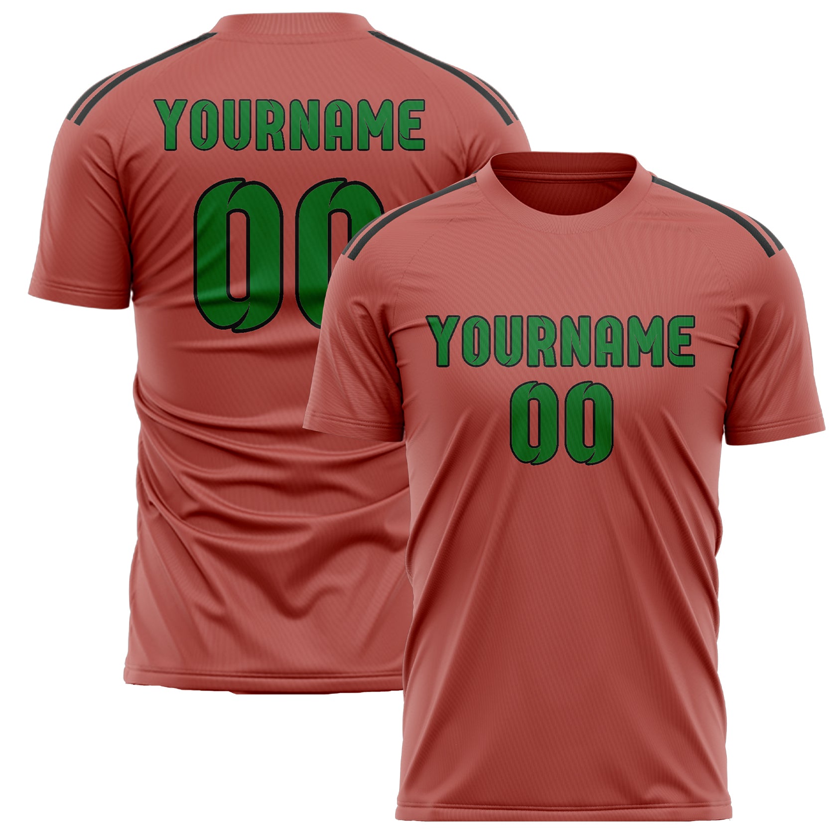 Custom Copper Rose Emerald Green Soccer Jersey