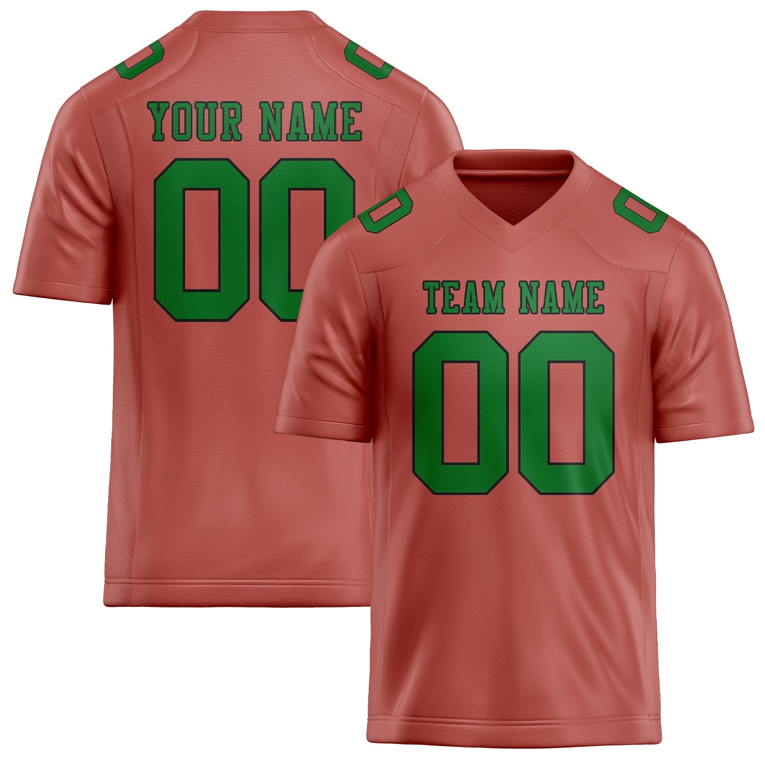 Custom Copper Rose Emerald Green Football Jersey