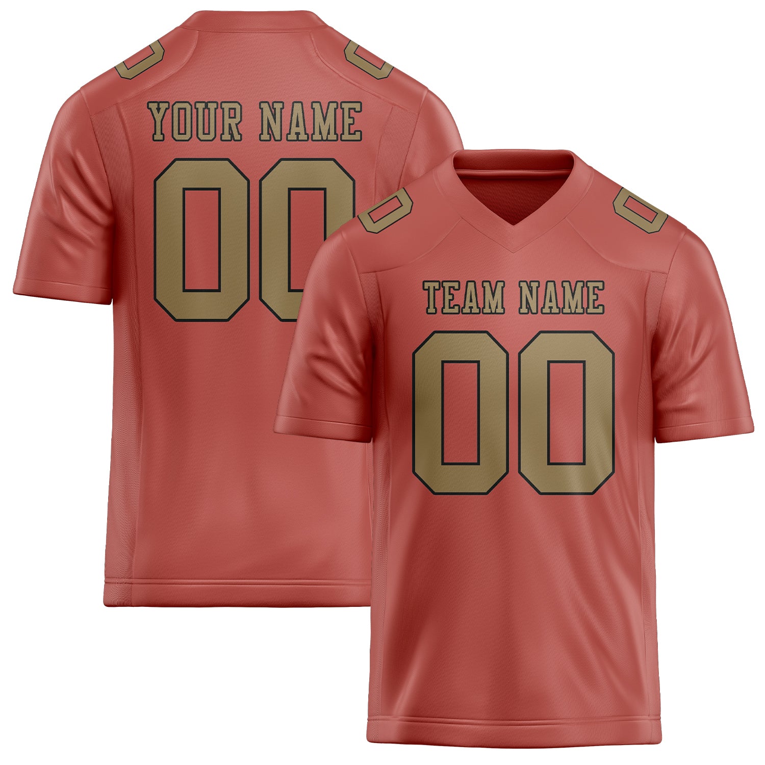 Custom Copper Rose Light Khaki Football Jersey