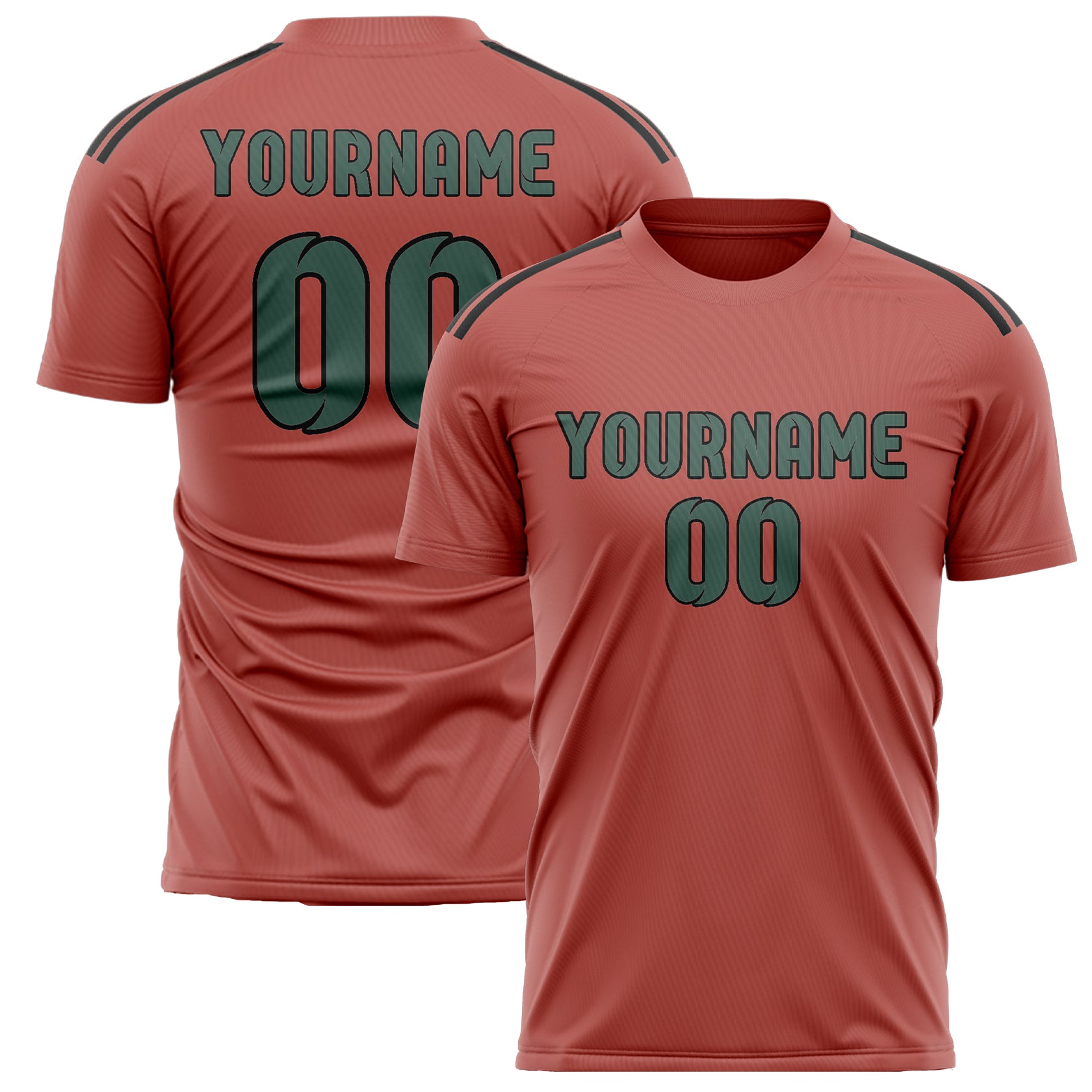 Custom Copper Rose Blue Green Soccer Jersey