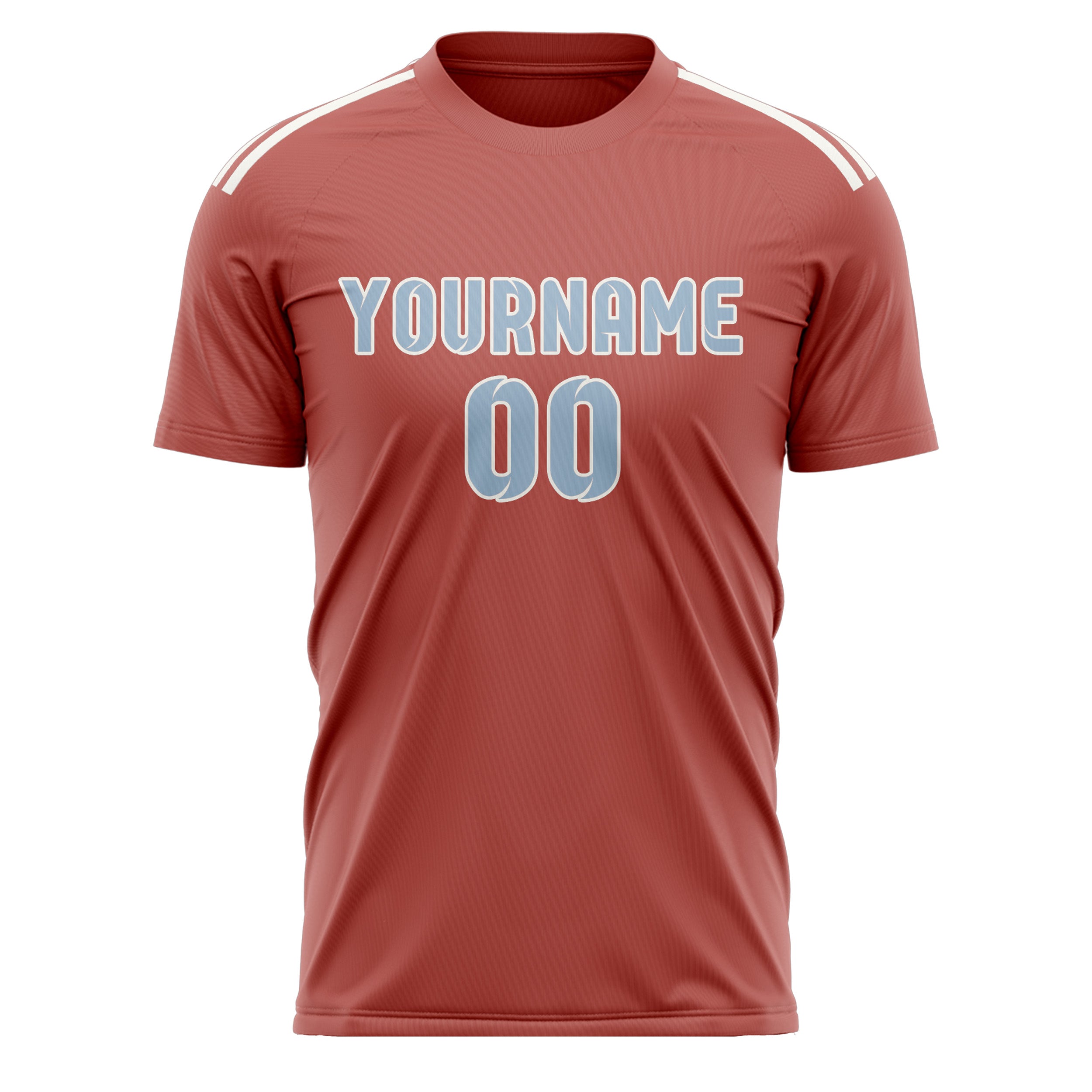 Custom Copper Rose Light Blue Soccer Jersey