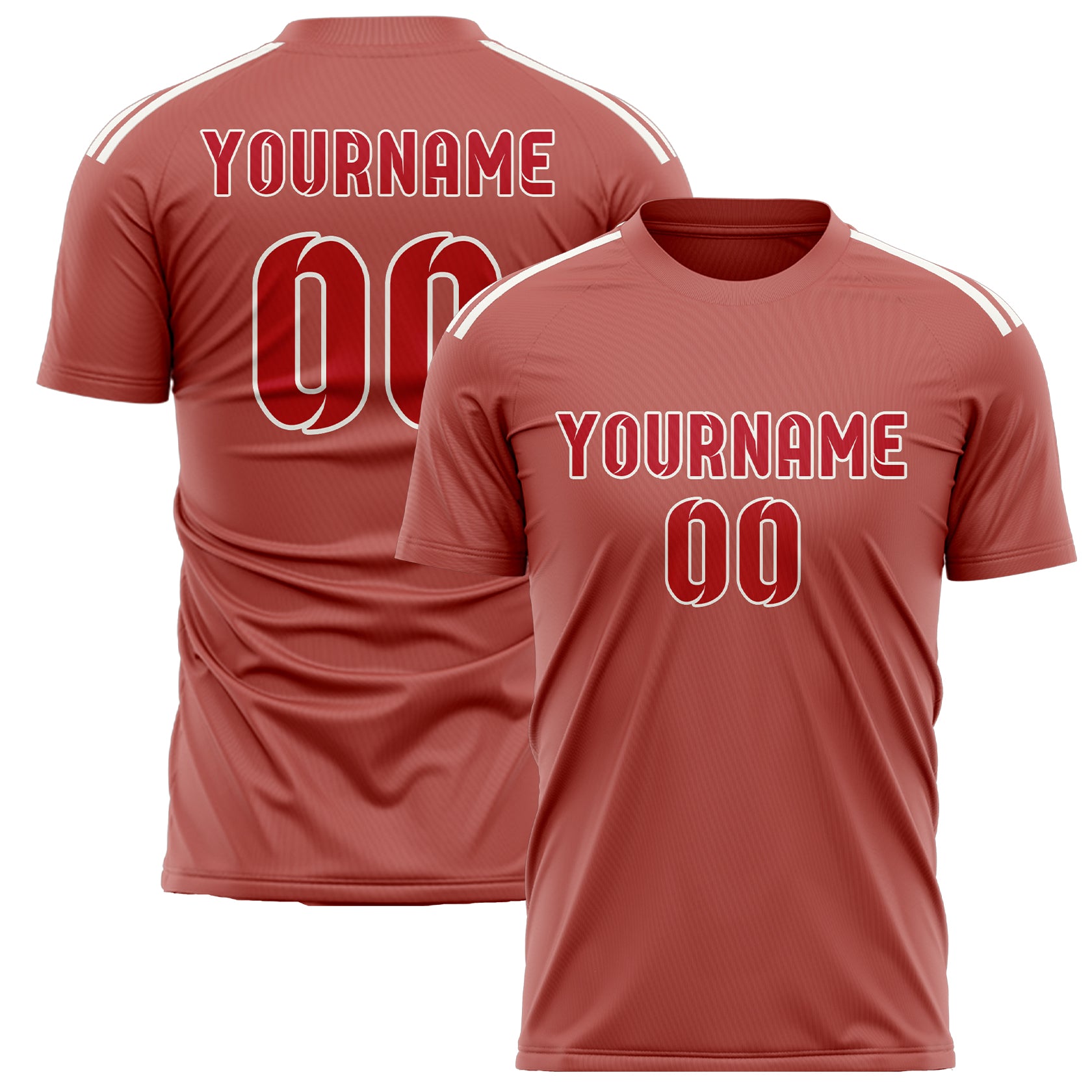 Custom Copper Rose Red Soccer Jersey