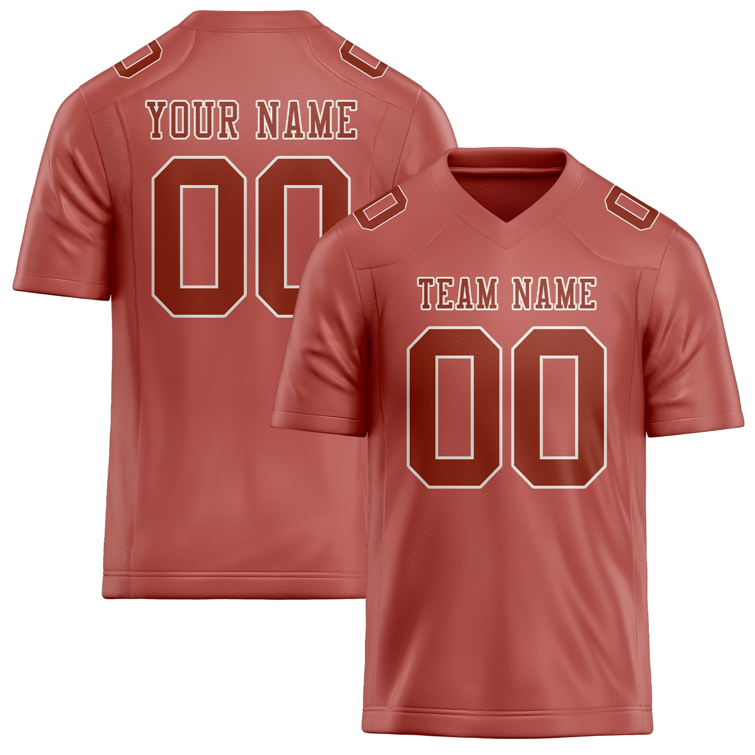 Custom Copper Rose Coral Red Football Jersey