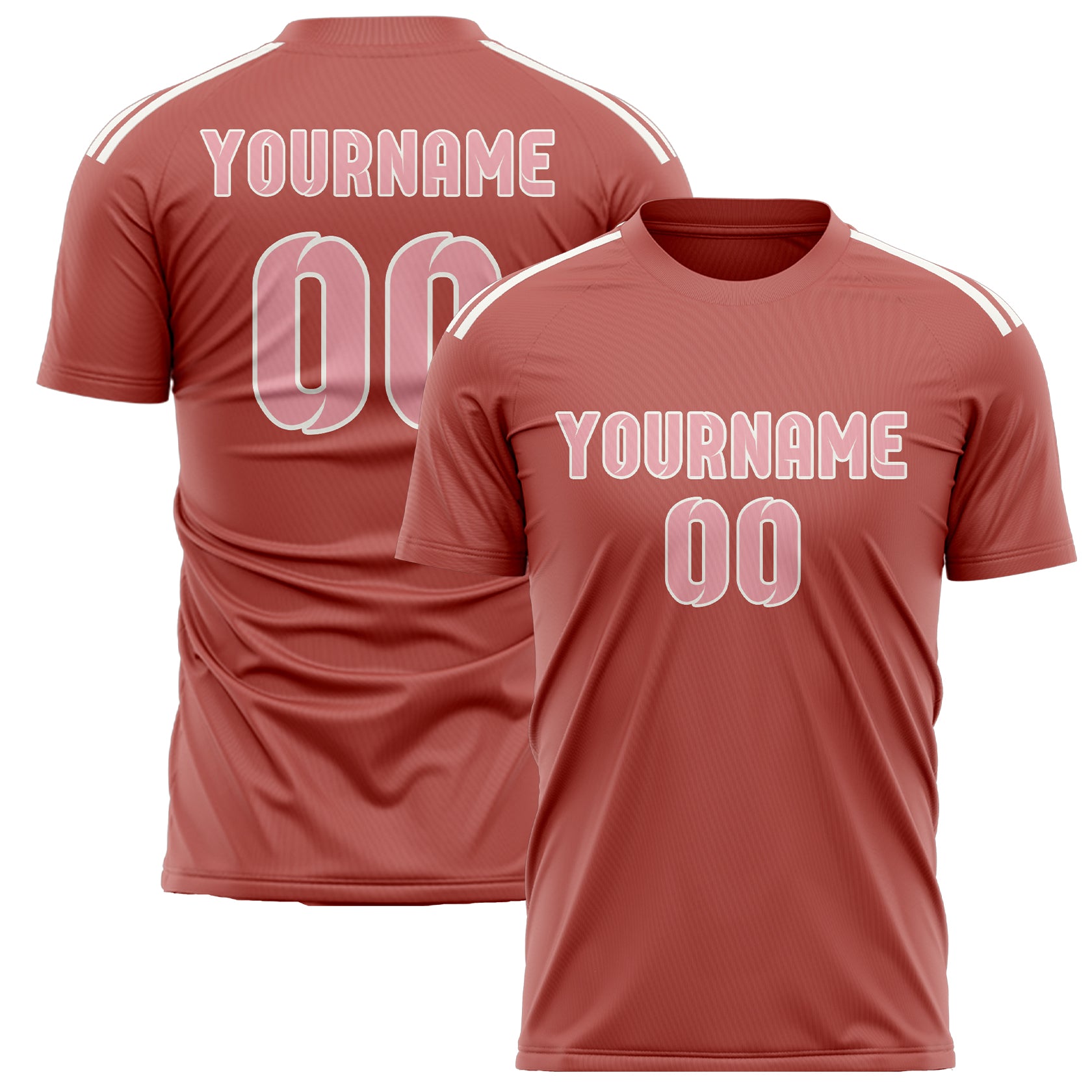 Custom Copper Rose Light Pink Soccer Jersey