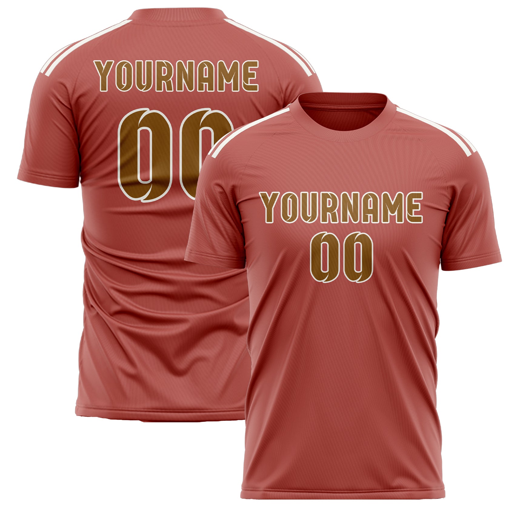 Custom Copper Rose Khaki Soccer Jersey