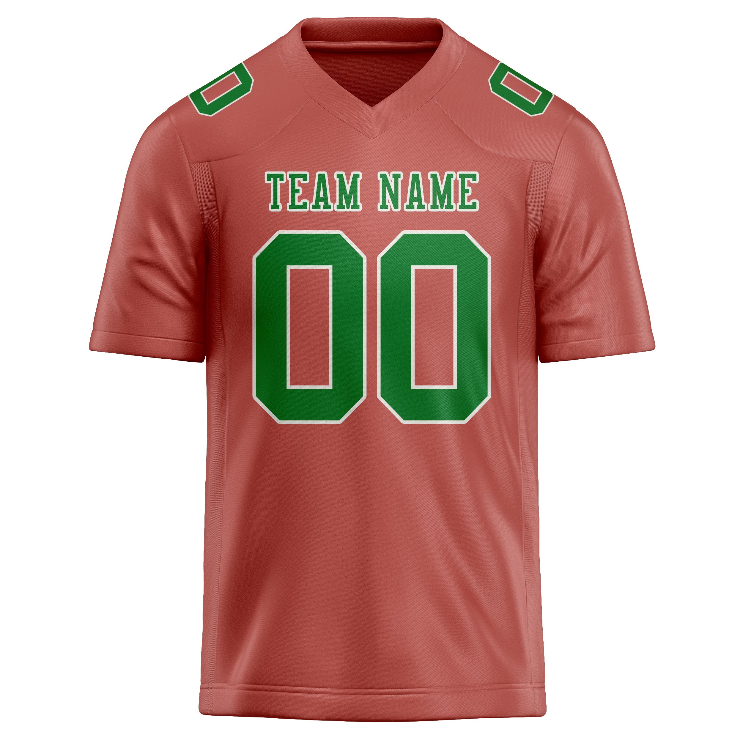 Custom Copper Rose Emerald Green Football Jersey