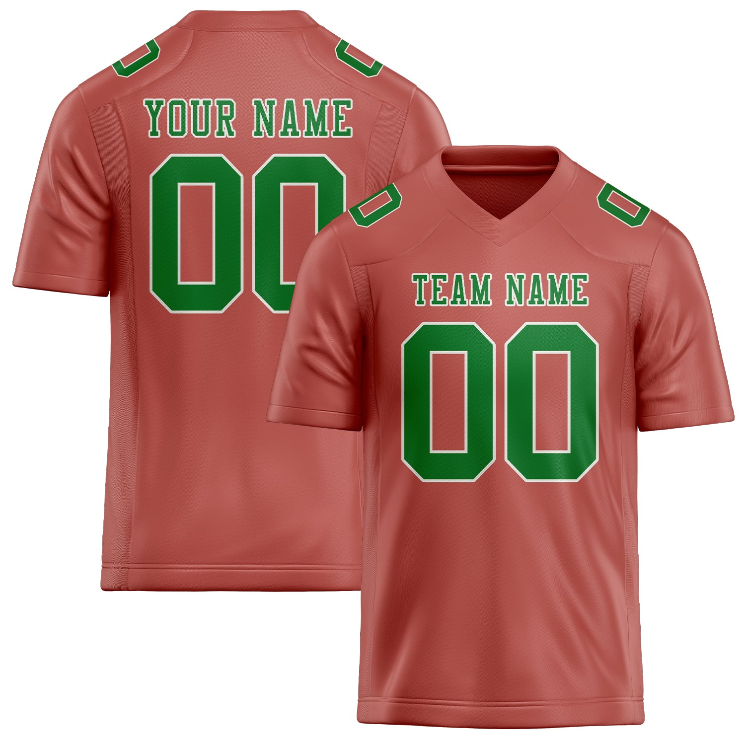 Custom Copper Rose Emerald Green Football Jersey
