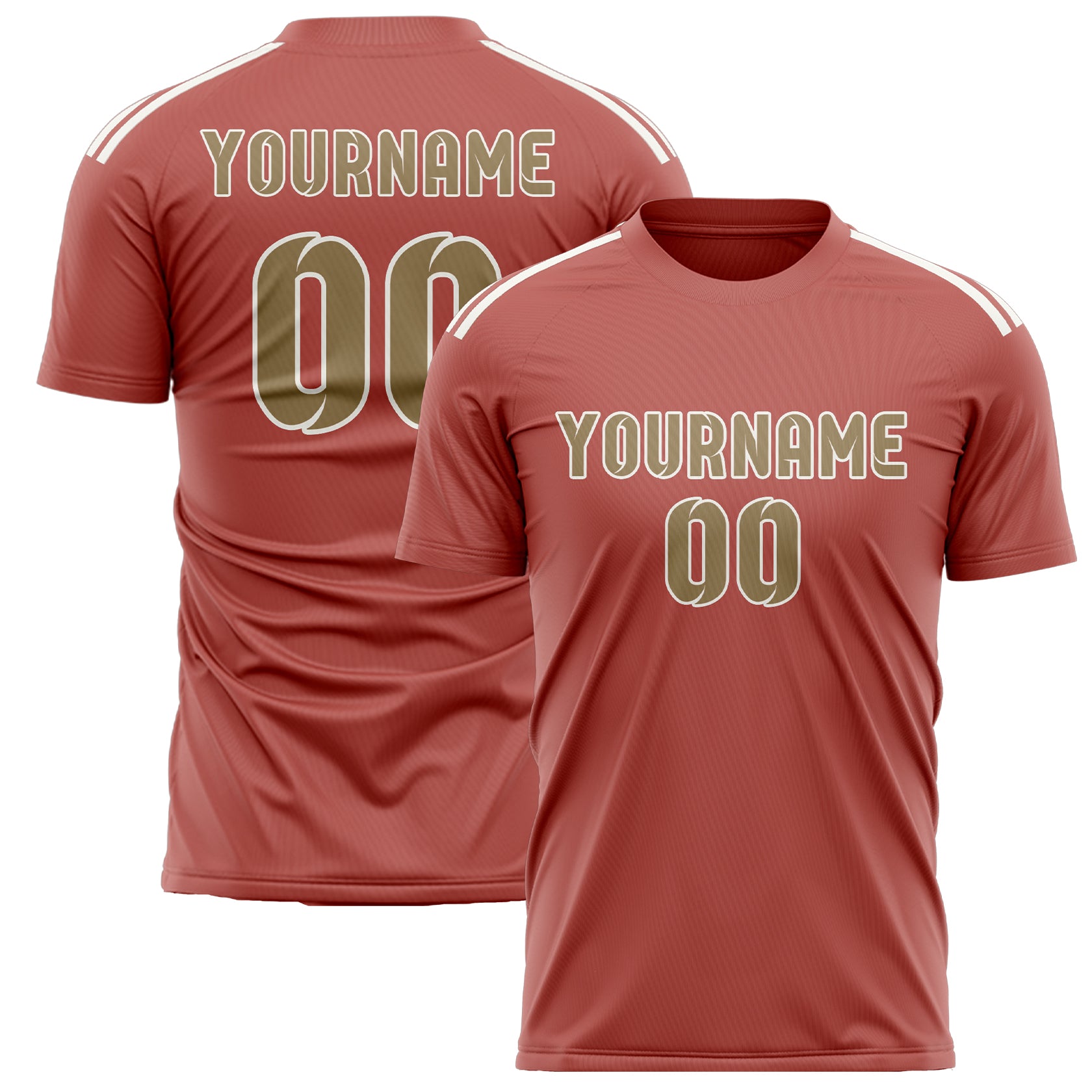Custom Copper Rose Light Khaki Soccer Jersey