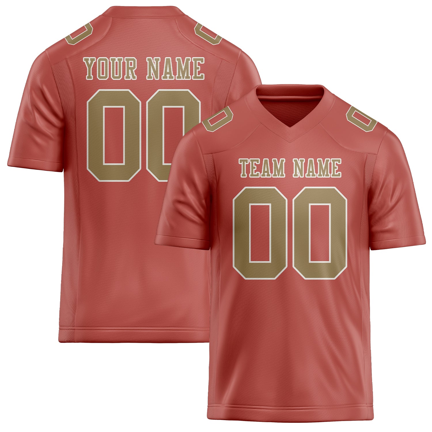 Custom Copper Rose Light Khaki Football Jersey