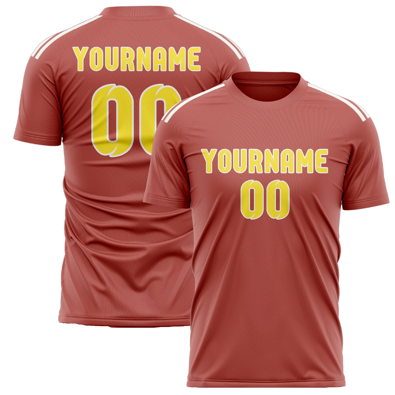 Custom Copper Rose Light Yellow Soccer Jersey