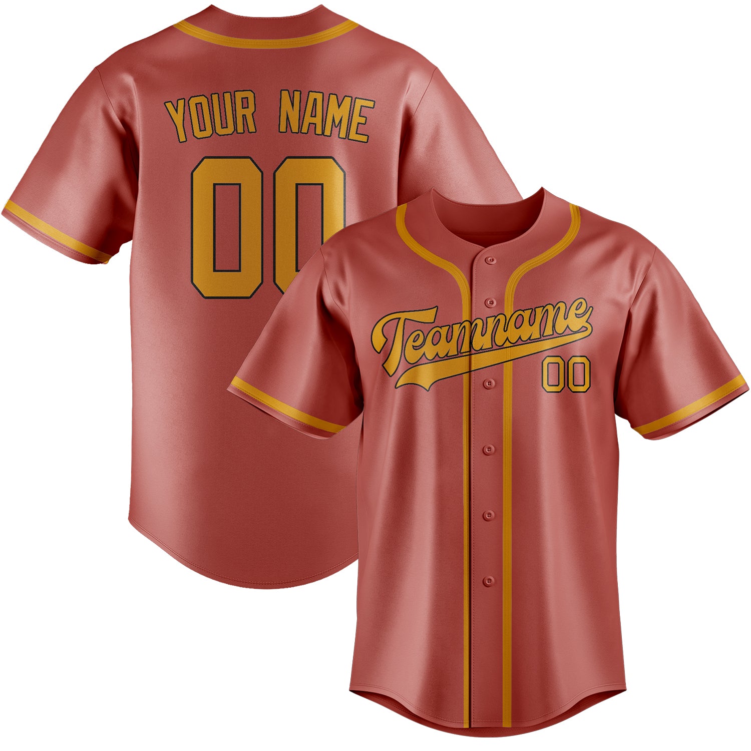 Custom Copper Rose Yellow Baseball Jersey