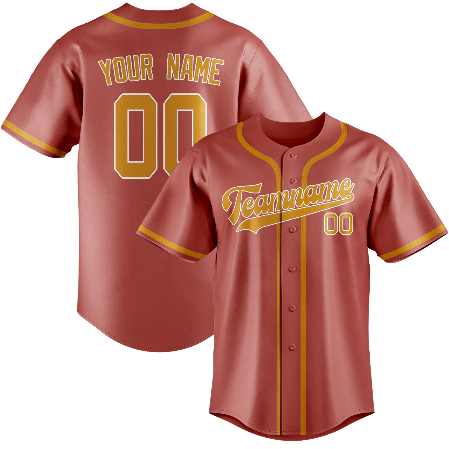 Custom Copper Rose Yellow Baseball Jersey