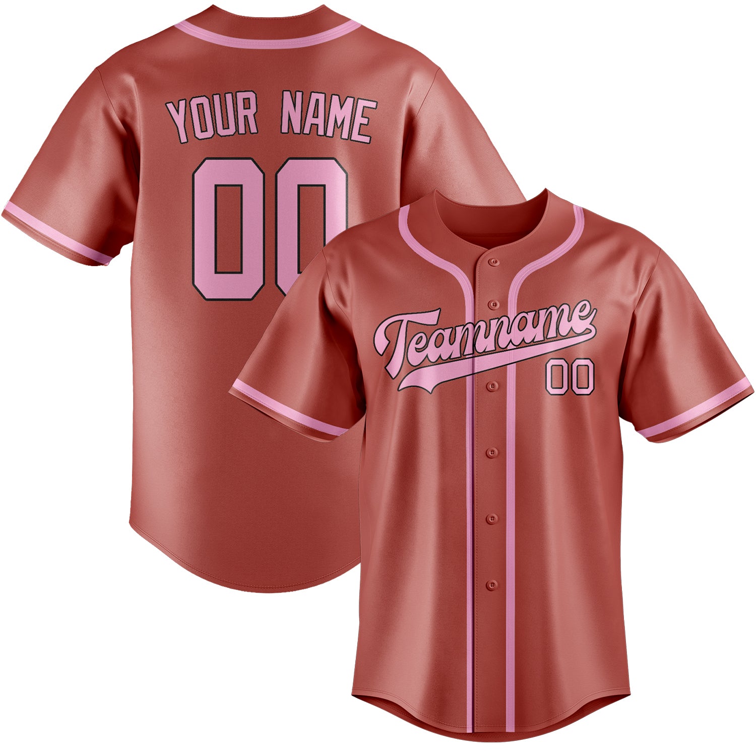 Custom Copper Rose Light Pink Baseball Jersey
