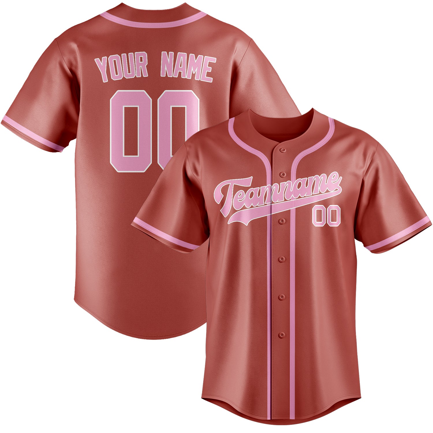 Custom Copper Rose Light Pink Baseball Jersey