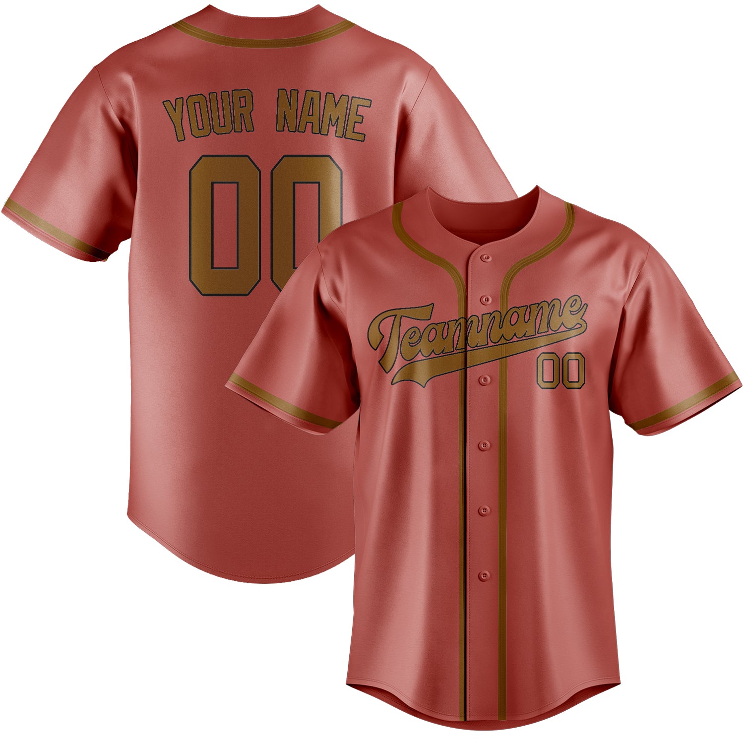 Custom Copper Rose Khaki Baseball Jersey