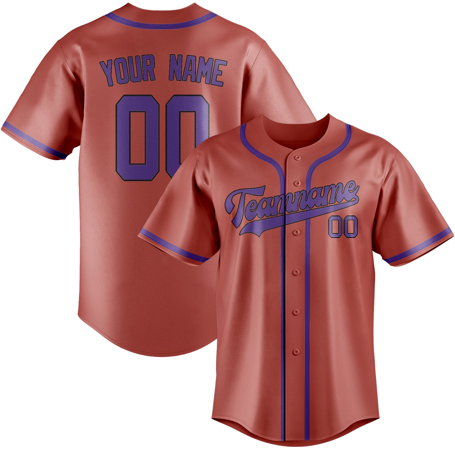 Custom Copper Rose Light Purple Baseball Jersey