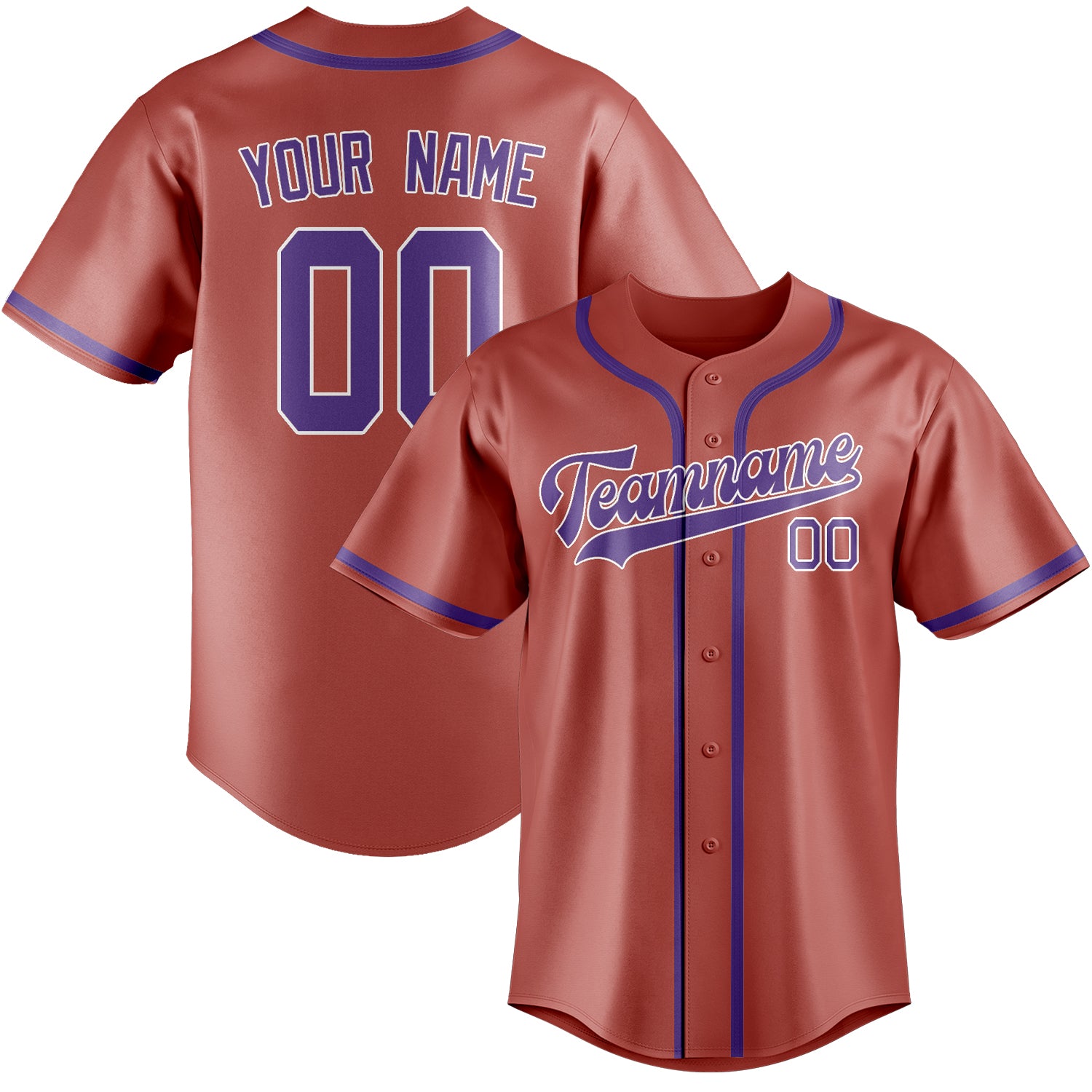 Custom Copper Rose Light Purple Baseball Jersey