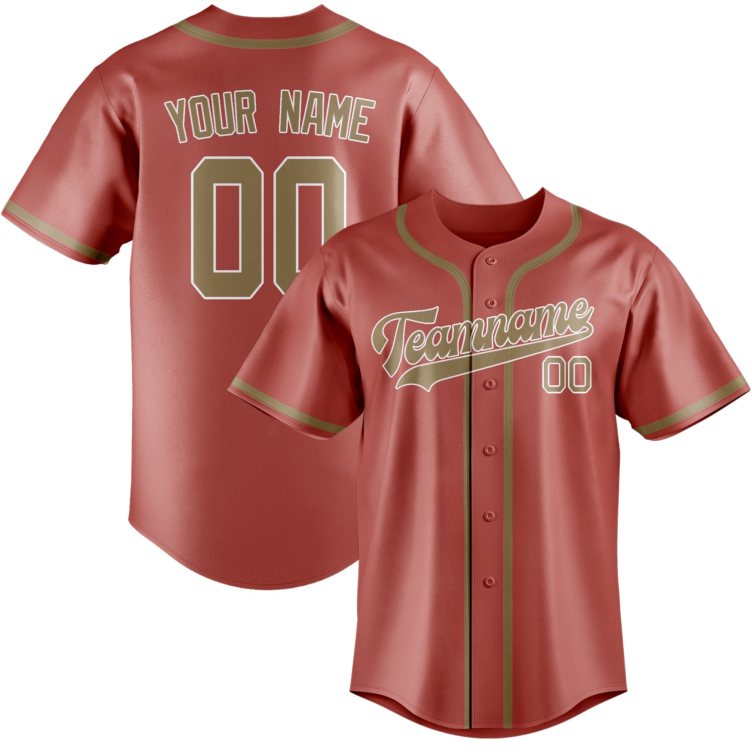 Custom Copper Rose Light Khaki Baseball Jersey