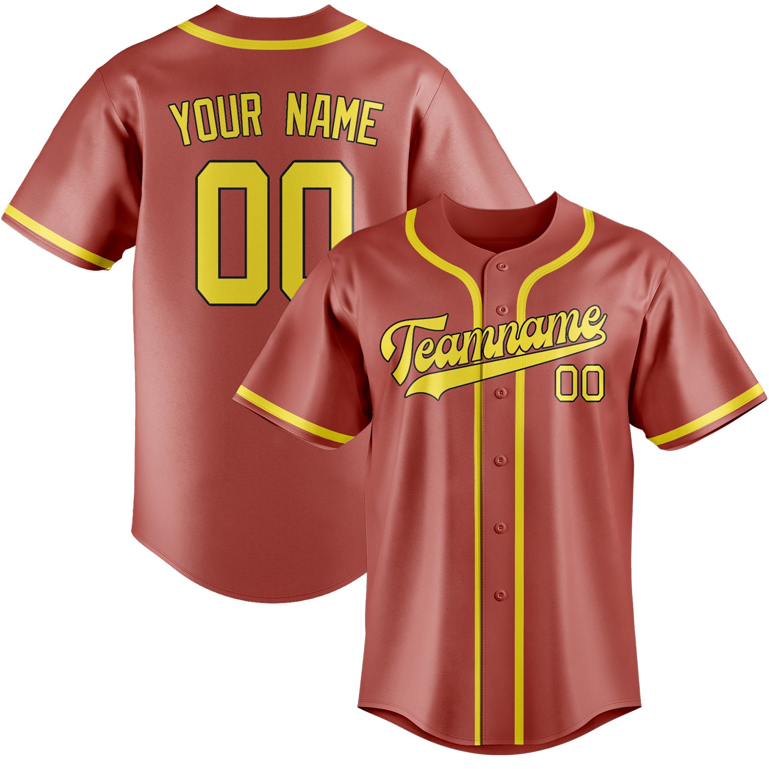 Custom Copper Rose Light Yellow Baseball Jersey