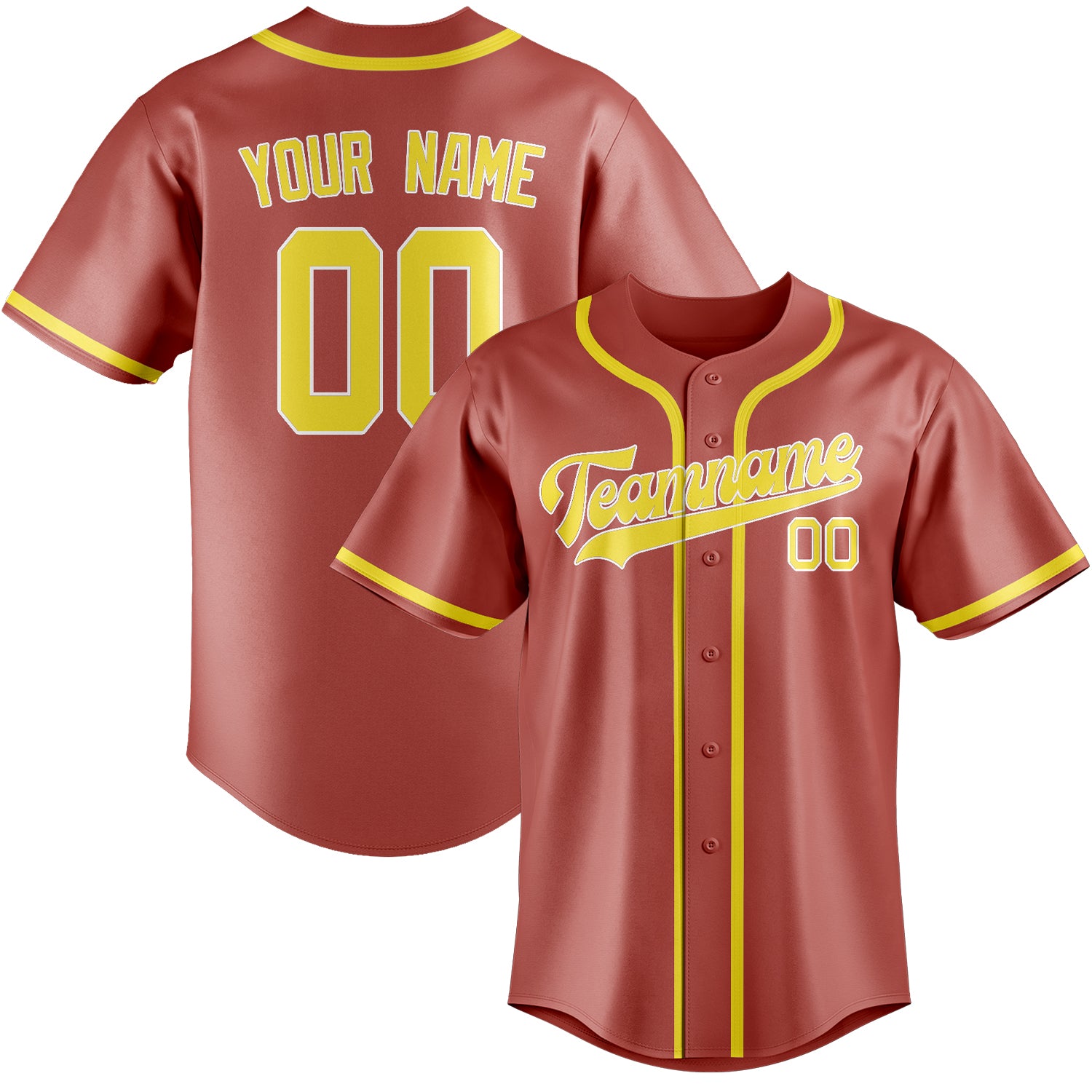 Custom Copper Rose Light Yellow Baseball Jersey