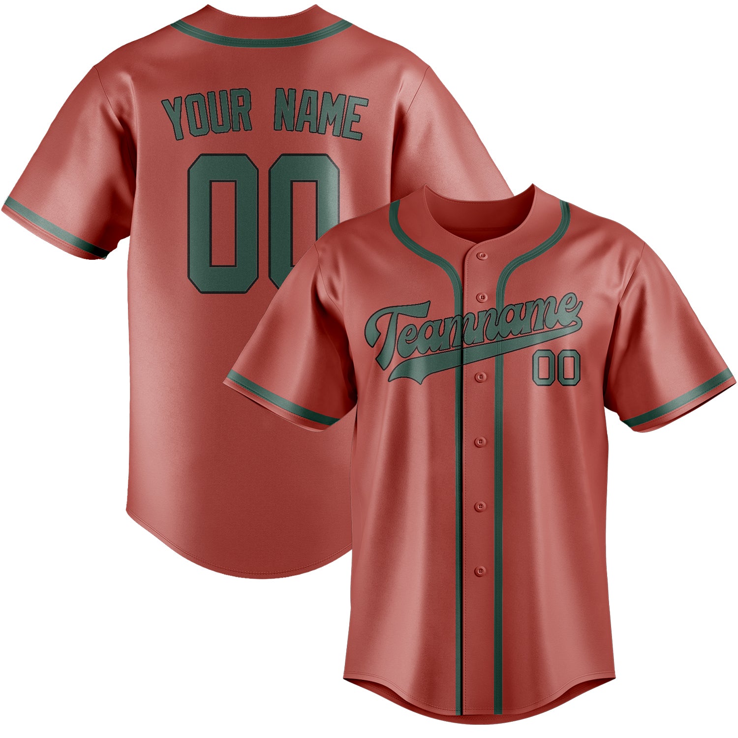 Custom Copper Rose Blue Green Baseball Jersey
