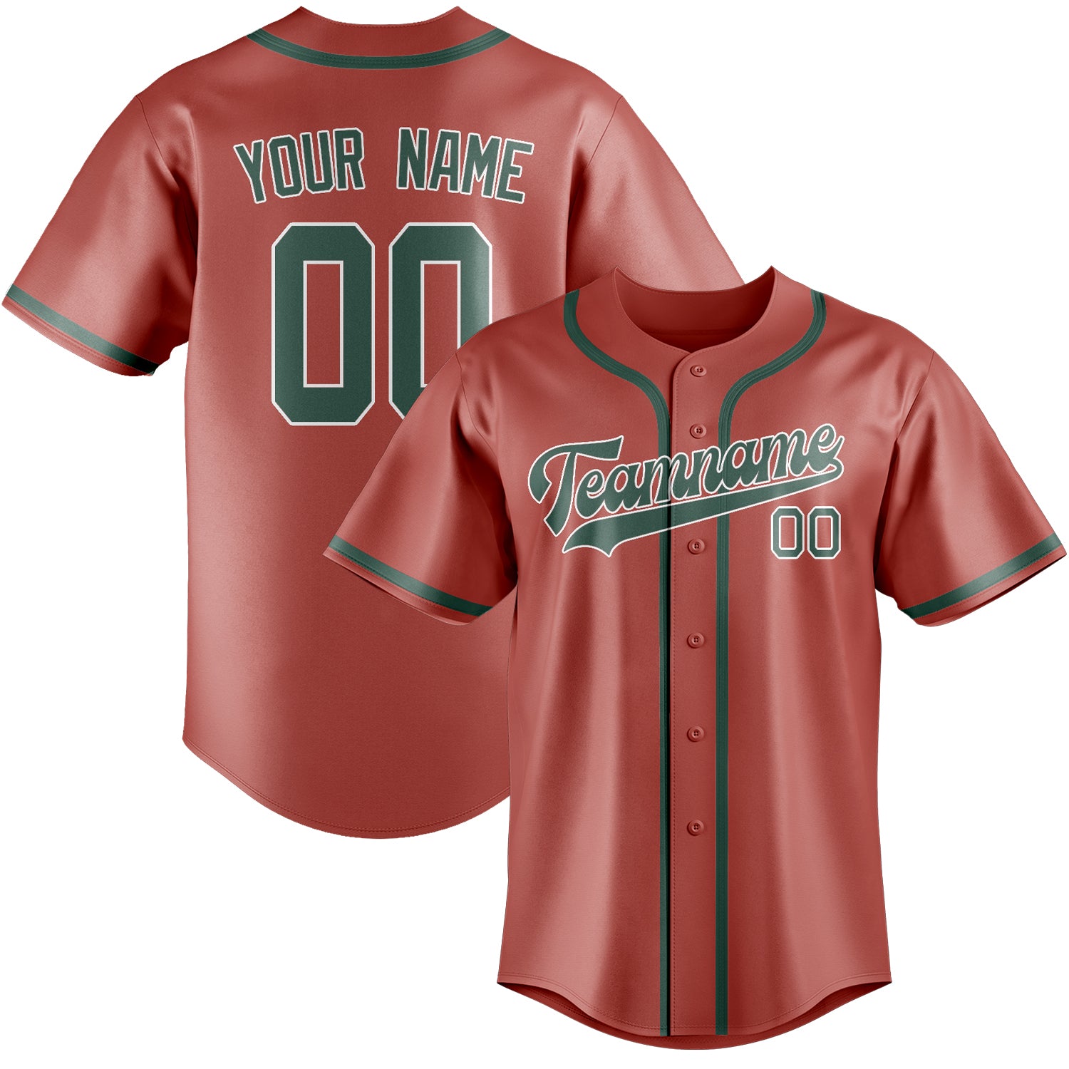 Custom Copper Rose Blue Green Baseball Jersey