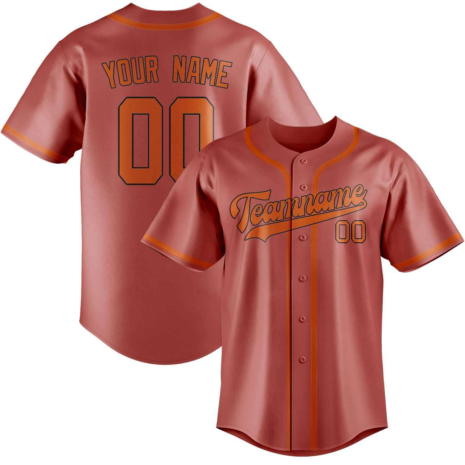 Custom Copper Rose Orange Baseball Jersey