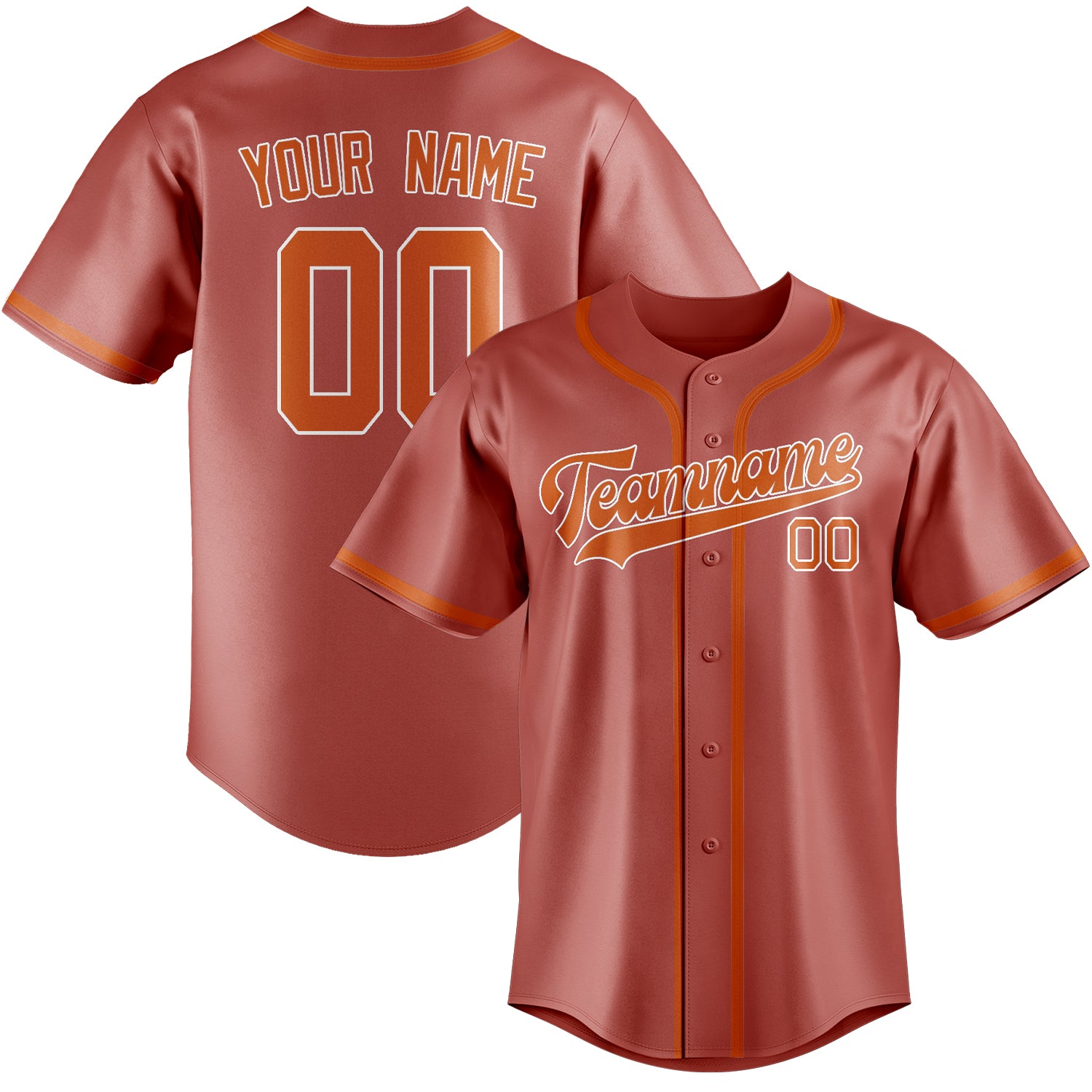 Custom Copper Rose Orange Baseball Jersey