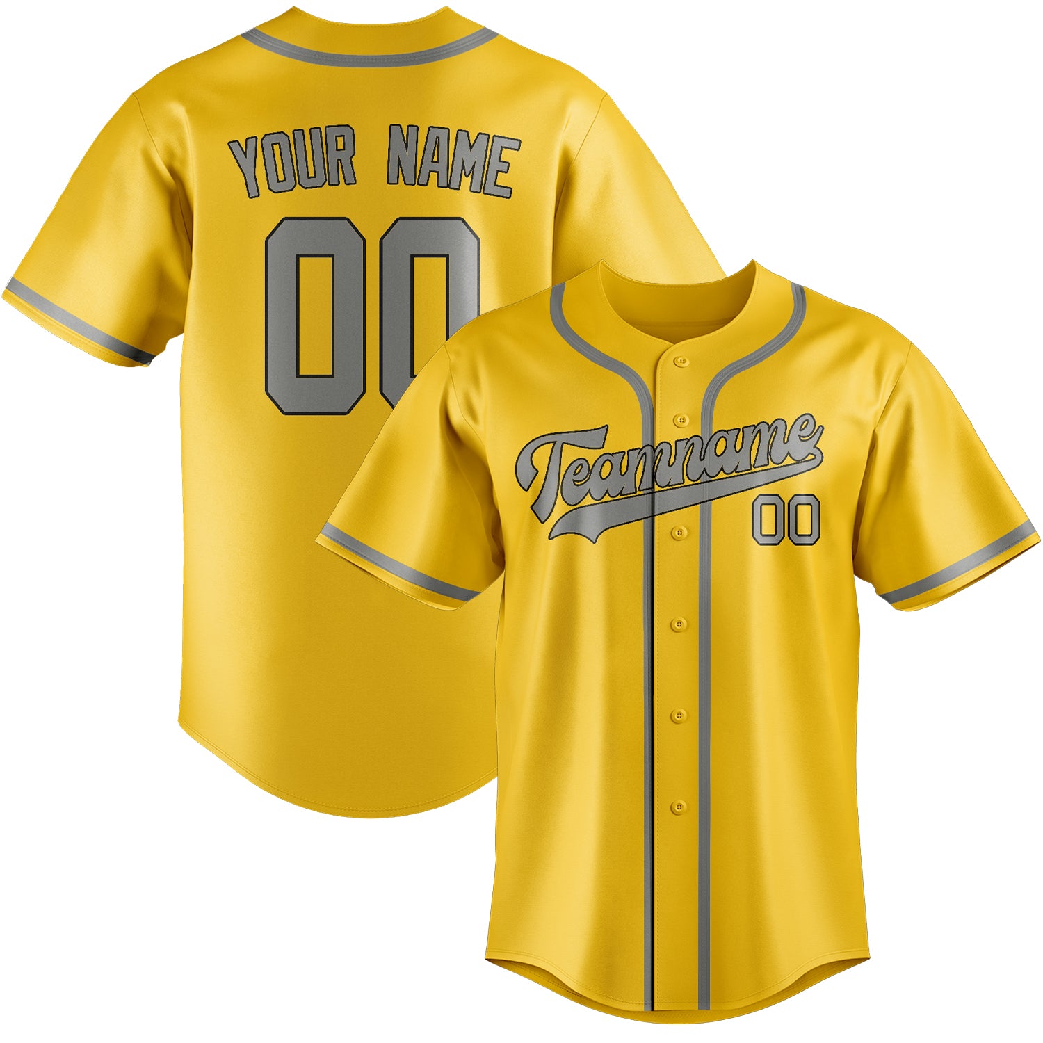 Custom Gold Gray Baseball Jersey