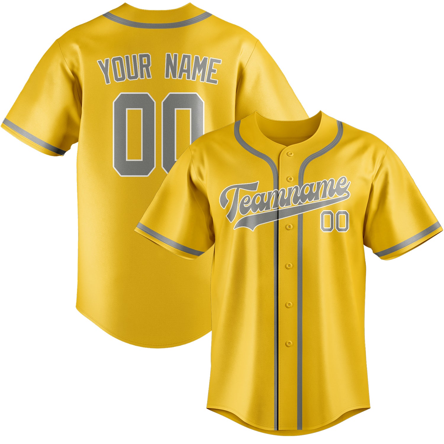 Custom Gold Gray Baseball Jersey