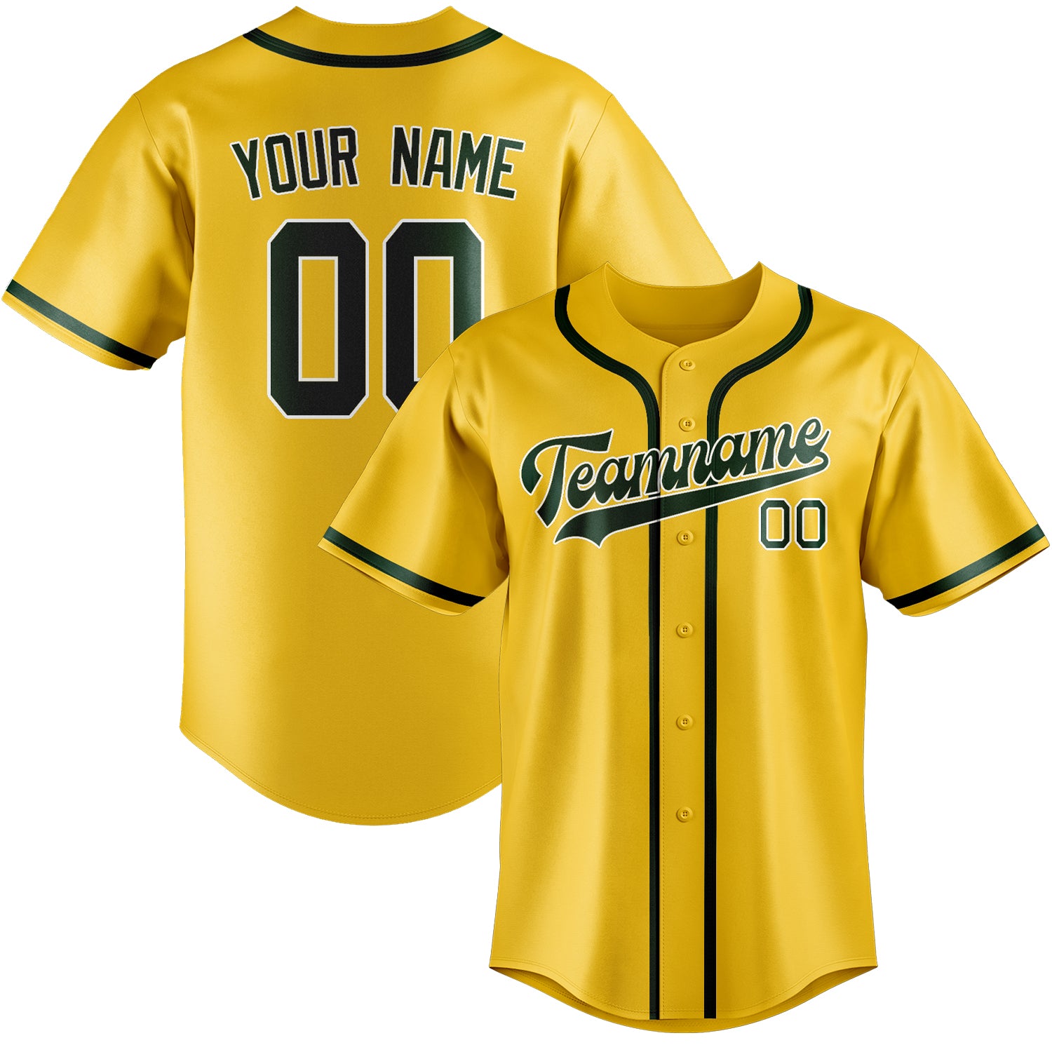 Custom Gold Green Baseball Jersey