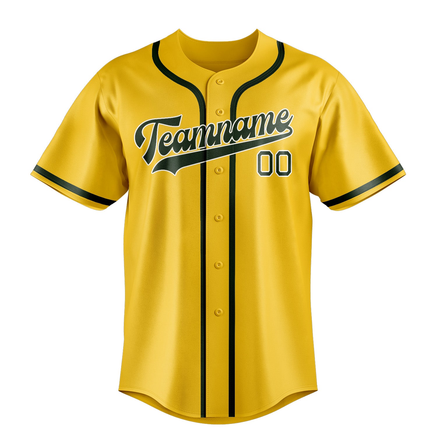 Custom Gold Dark Green Baseball Jersey