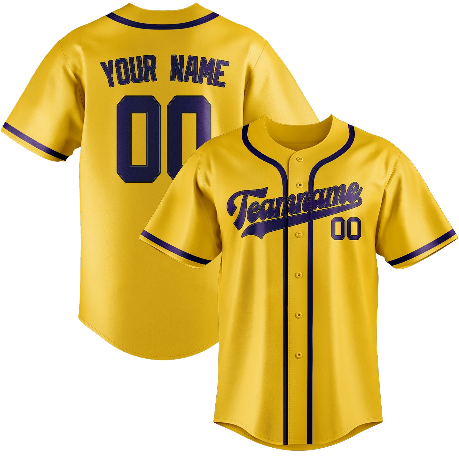 Custom Gold Purple Baseball Jersey
