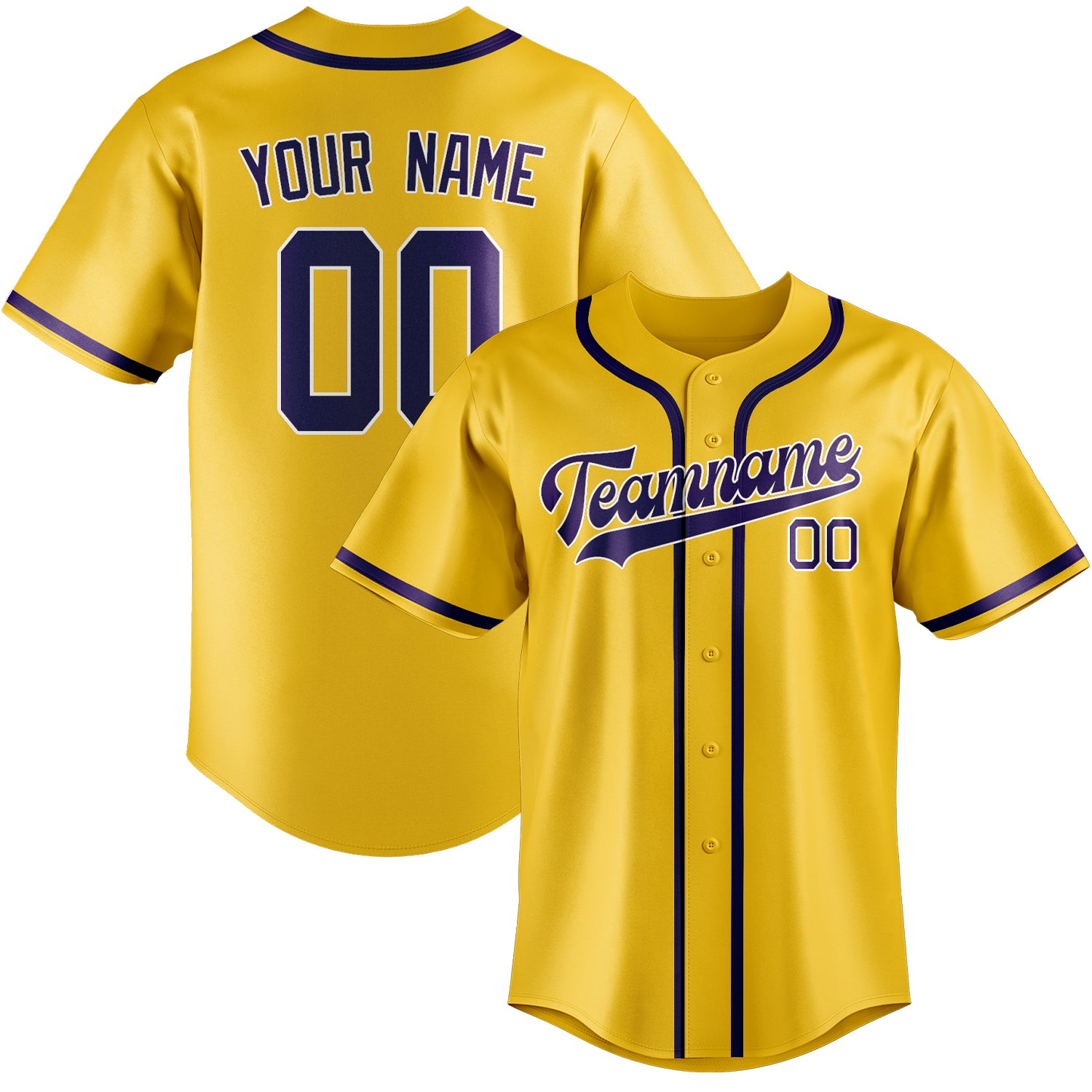 Custom Gold Purple Baseball Jersey
