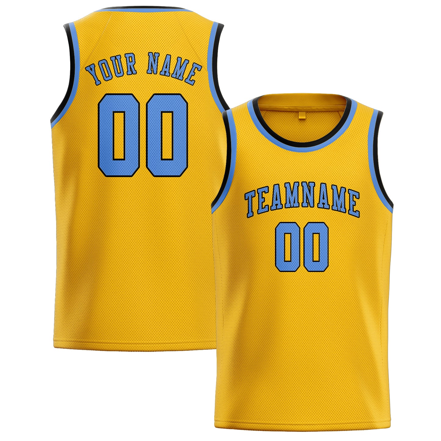 Custom Gold Light Blue Basketball Jersey
