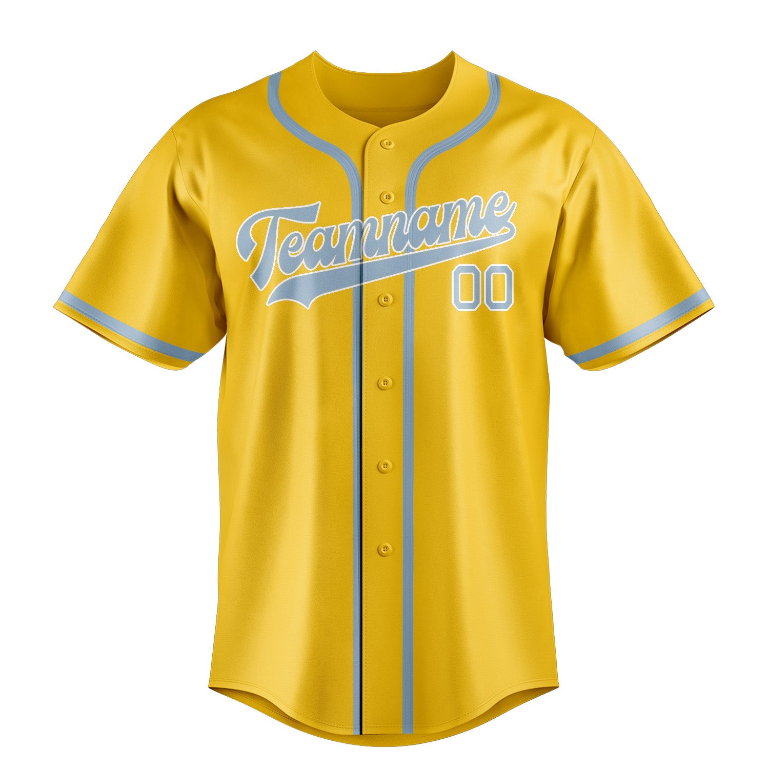Custom Gold Light Blue Baseball Jersey