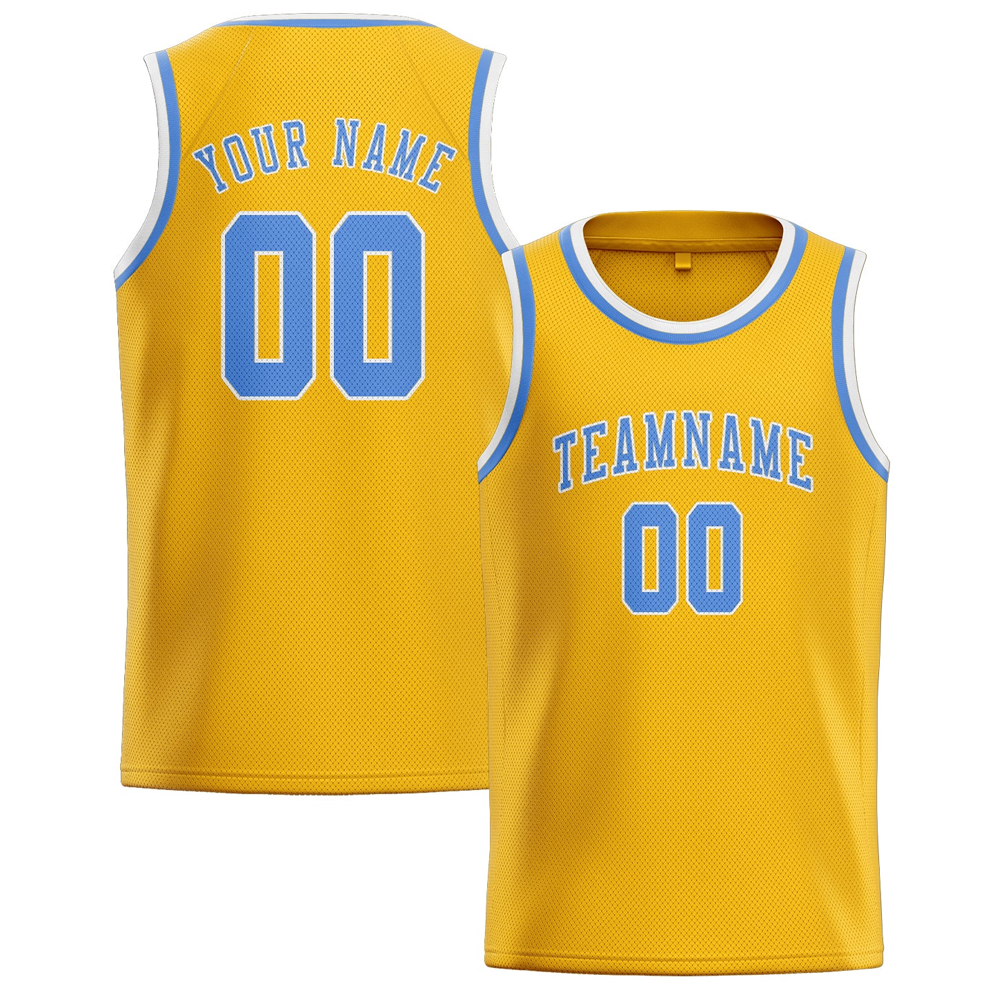 Custom Gold Light Blue Basketball Jersey