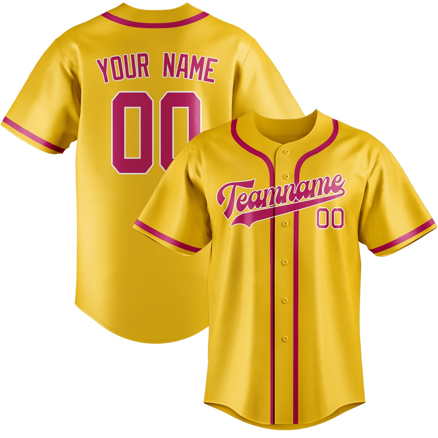 Custom Gold Pink Baseball Jersey