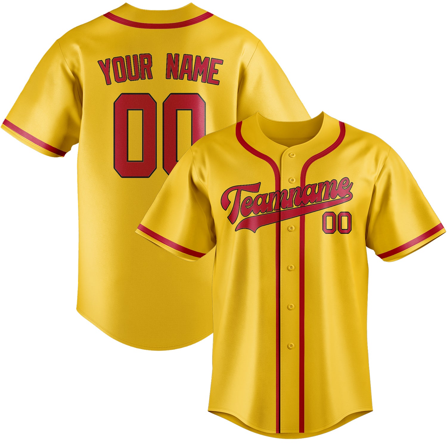 Custom Gold Red Baseball Jersey