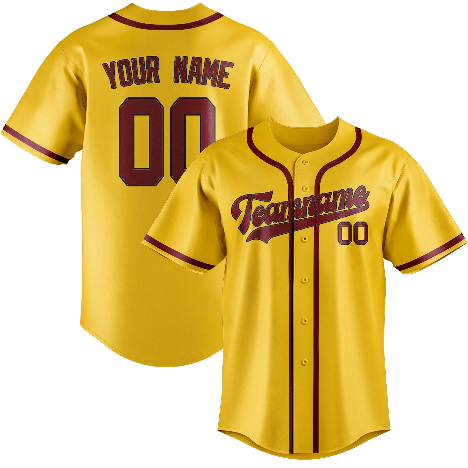 Custom Gold Crimson Red Baseball Jersey
