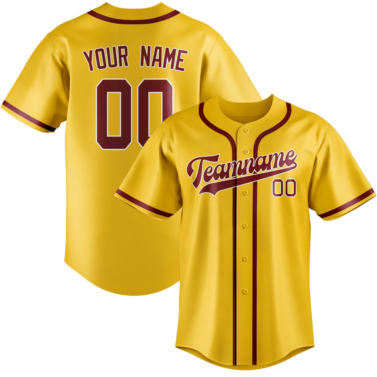 Custom Gold Crimson Red Baseball Jersey