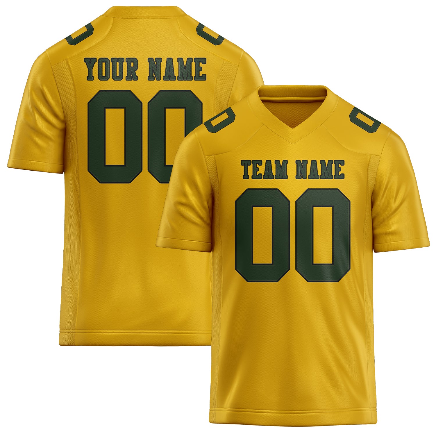 Custom Gold Dark Green Football Jersey