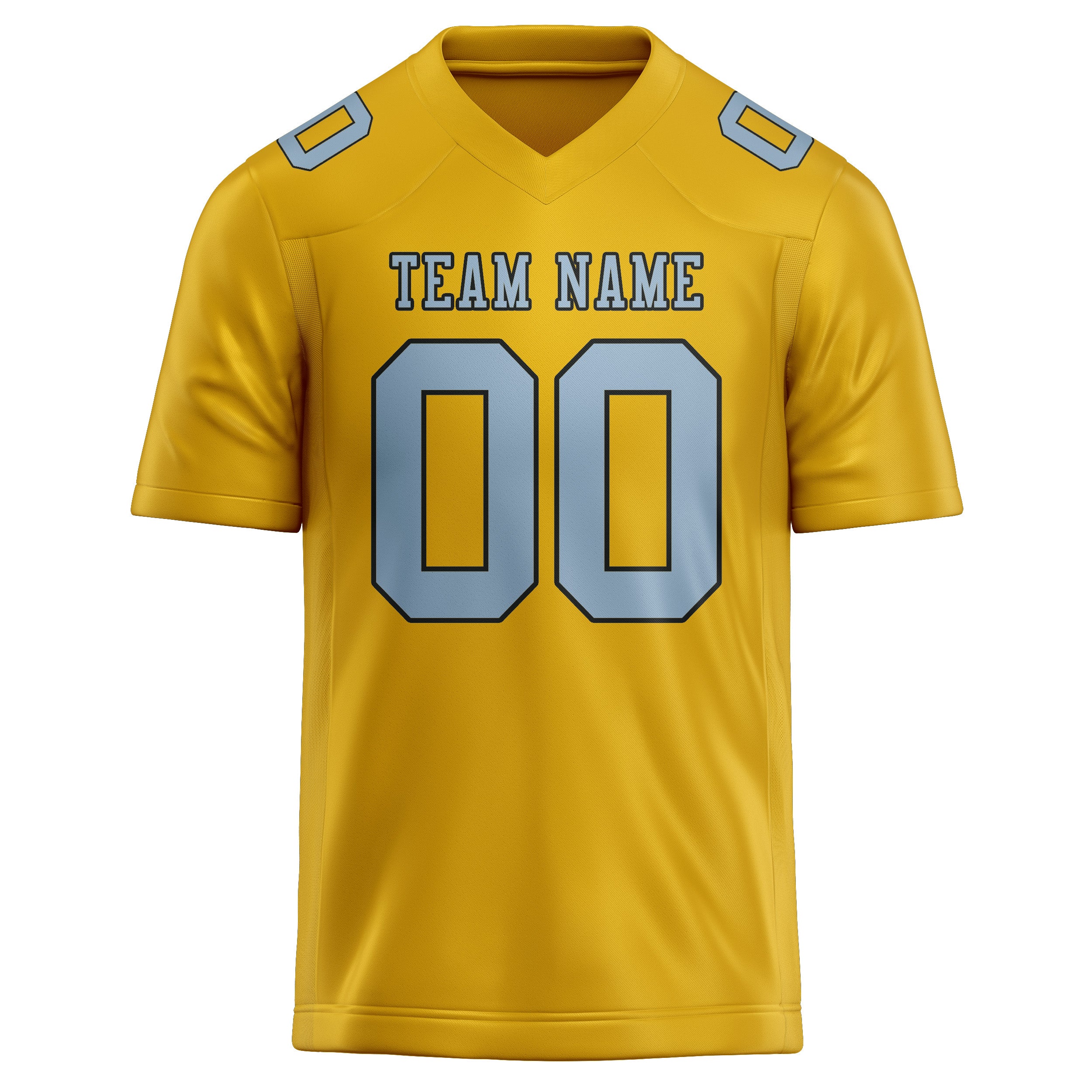Custom Gold Light Blue Football Jersey