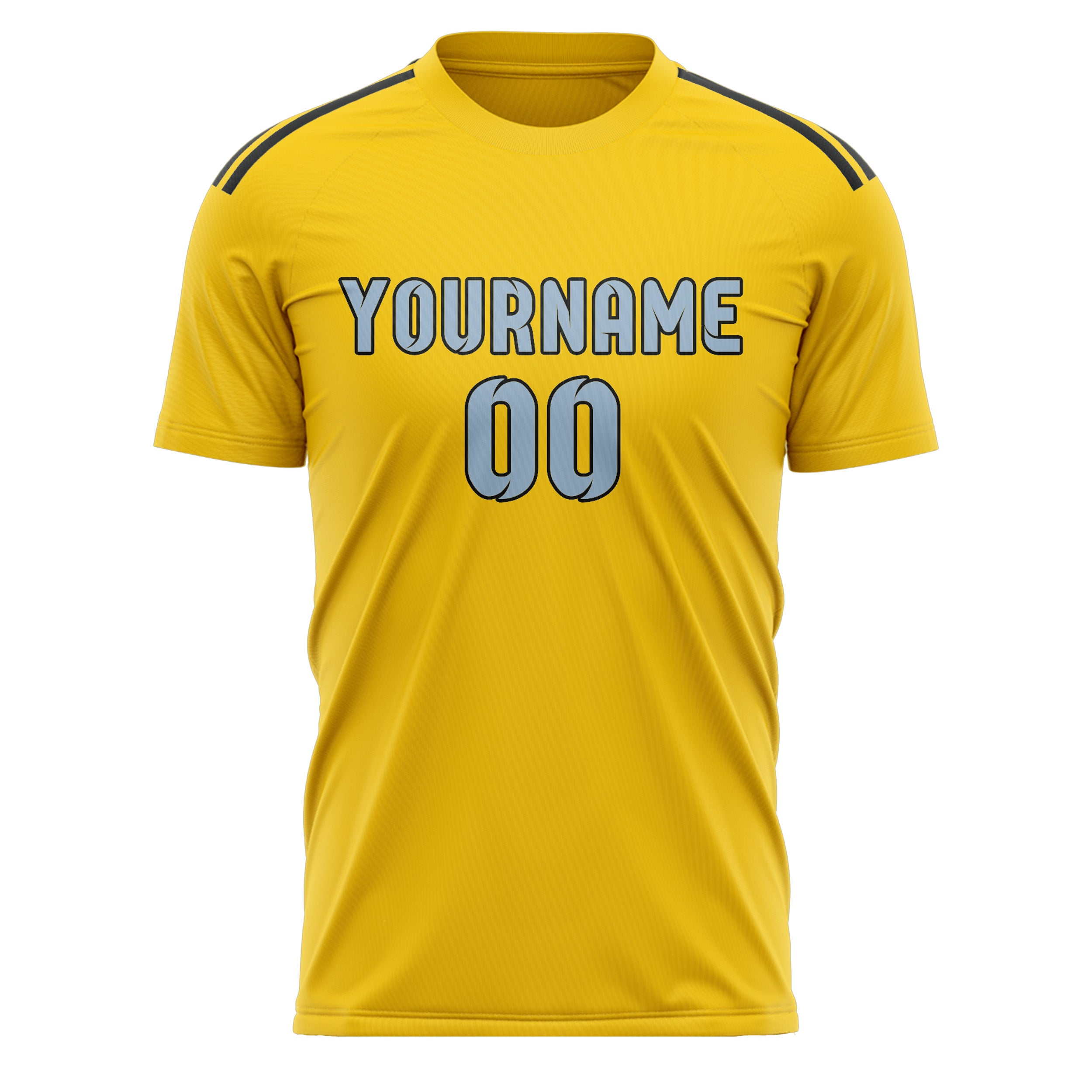 Custom Gold Light Blue Soccer Jersey