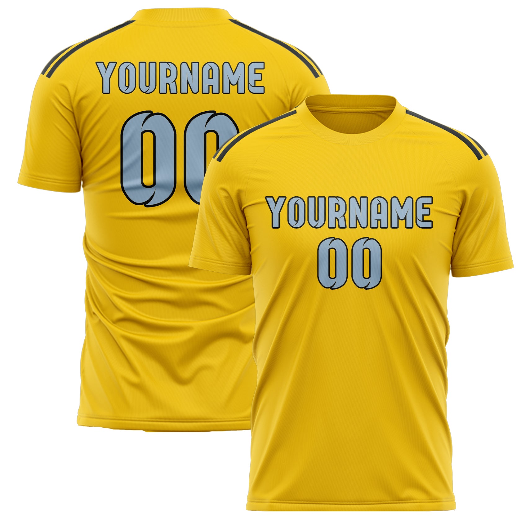 Custom Gold Light Blue Soccer Jersey