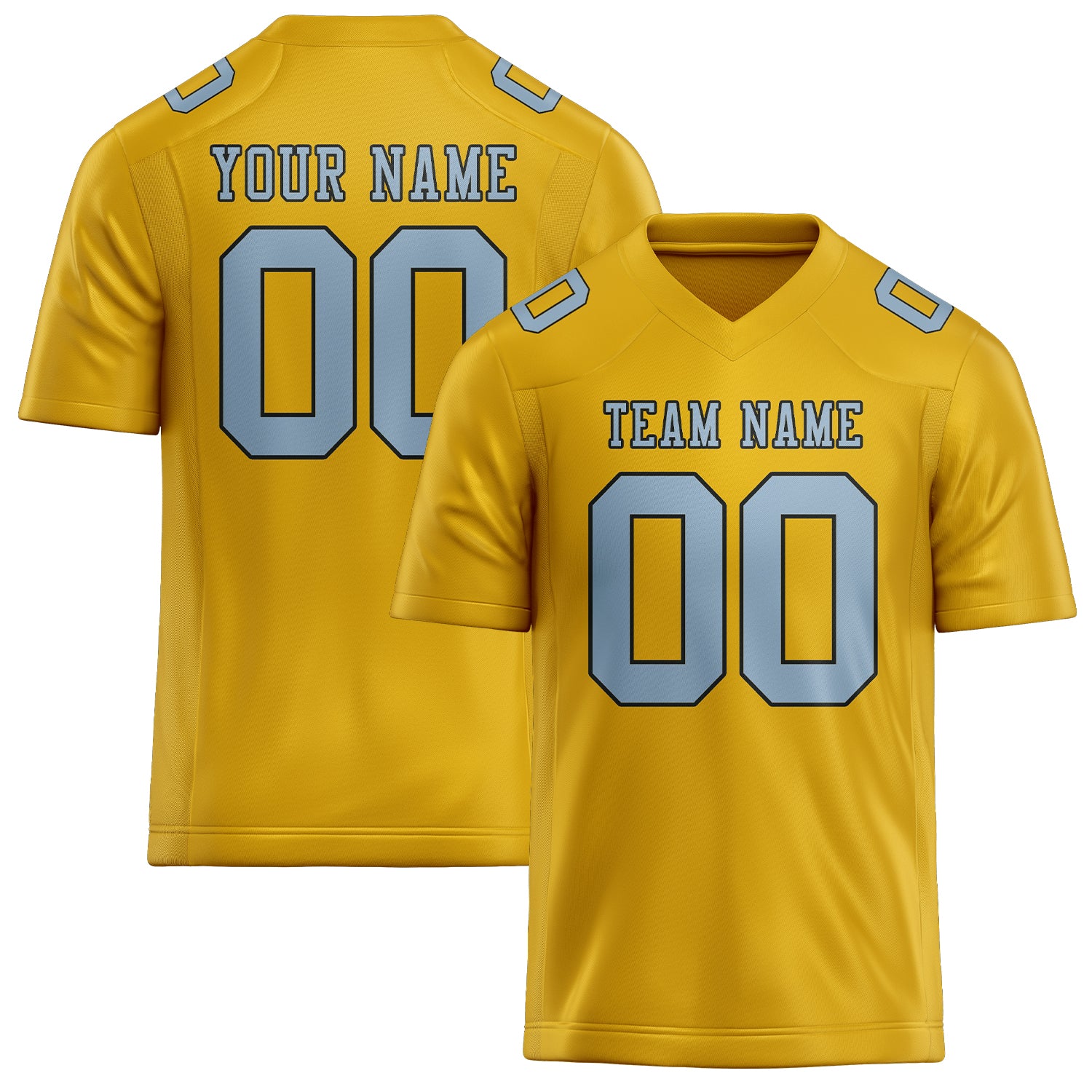 Custom Gold Light Blue Football Jersey