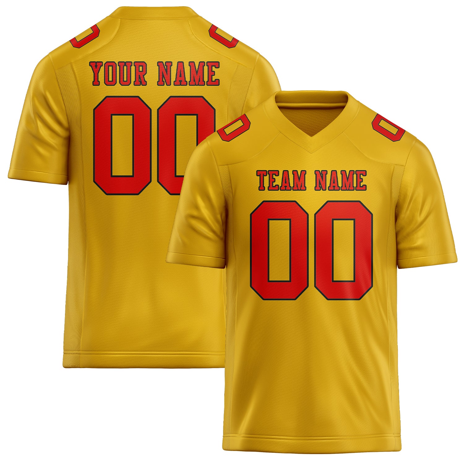 Custom Gold Orange Red Football Jersey
