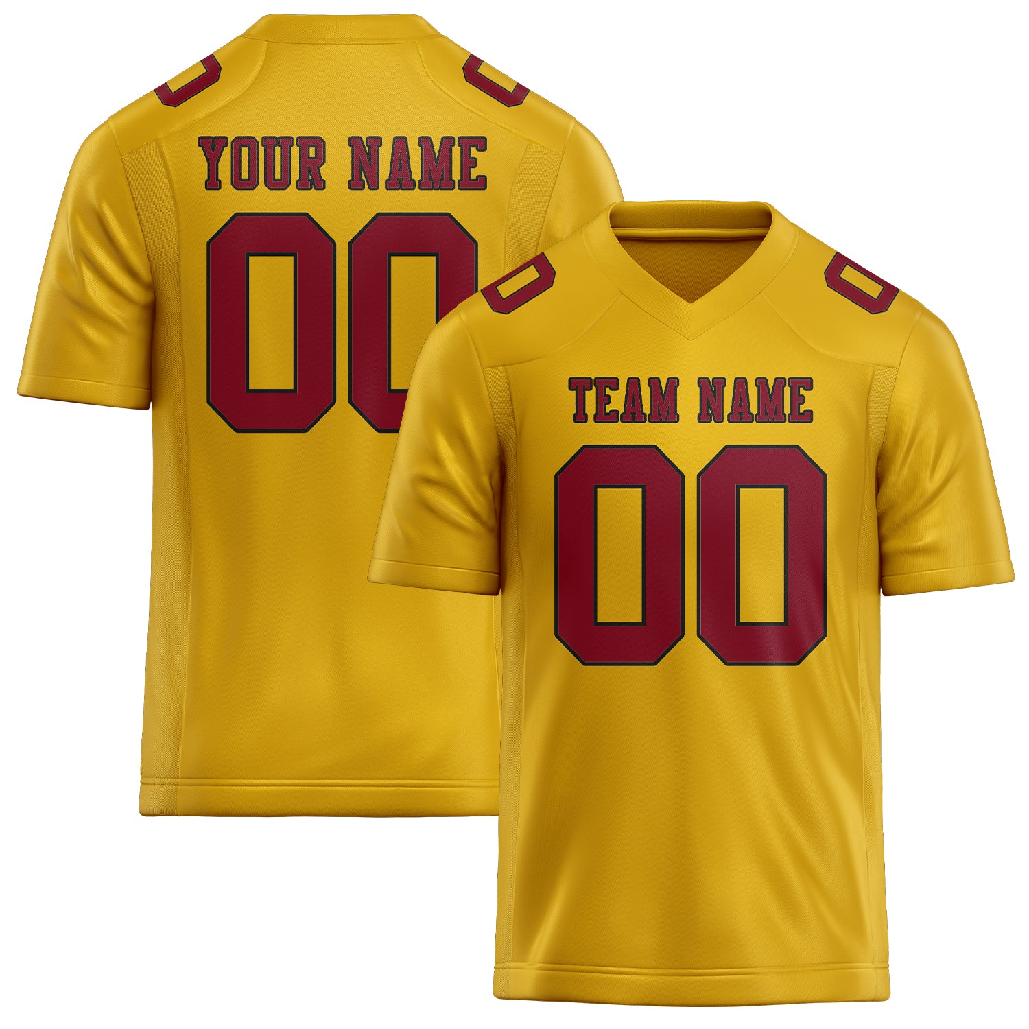 Custom Gold Crimson Red Football Jersey