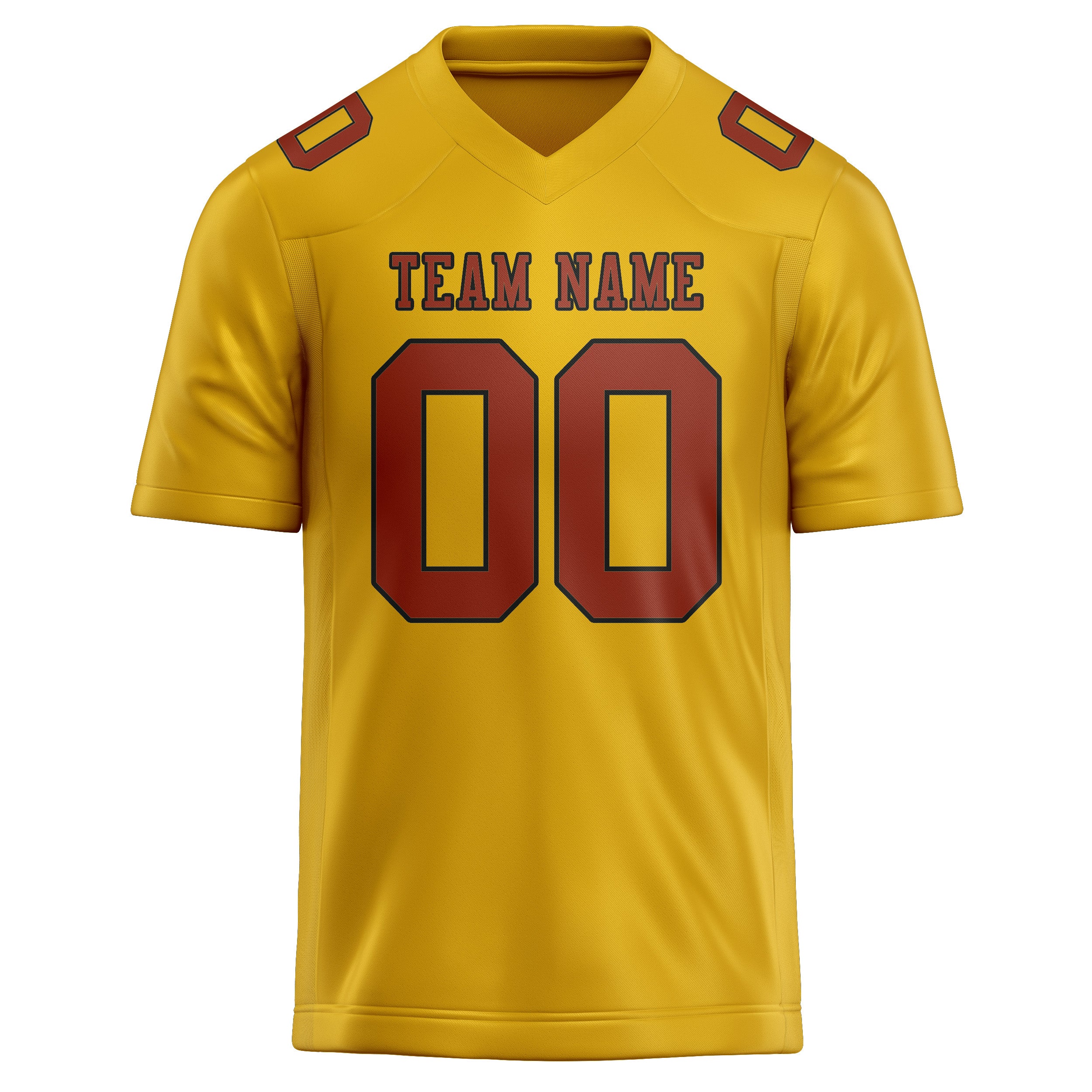 Custom Gold Coral Red Football Jersey