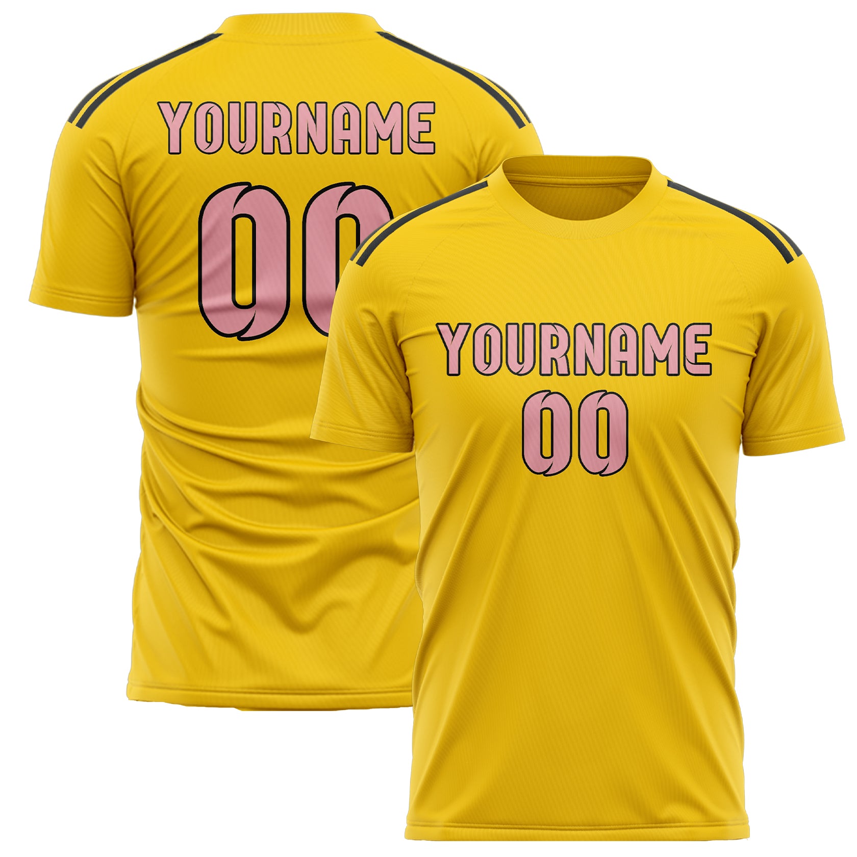 Custom Gold Light Pink Soccer Jersey